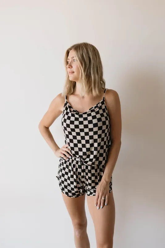 Cami Women’s Bamboo Set | Black Checkerboard