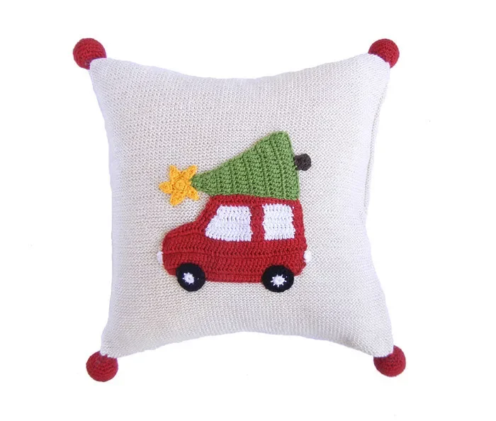 Car With Christmas Tree 10 ” Pillow