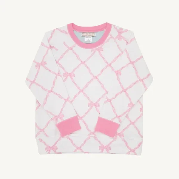 Cassidy Comfy Crewneck – Belle Meade Bow/Hamptons Hot Pink