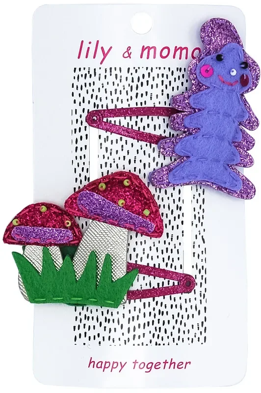 Caterpillar & Mushroom Hair Clips