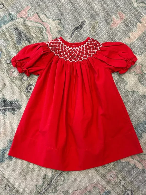 Catherine Red Dress with White Pearl