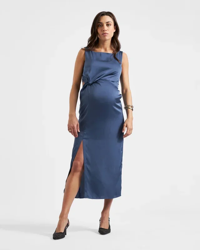 Chantell Side Twist Dress Washed Indigo