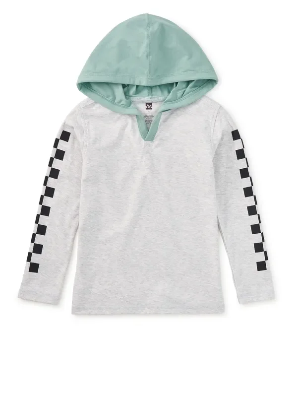 Checker Sleeves Happy Hoodie