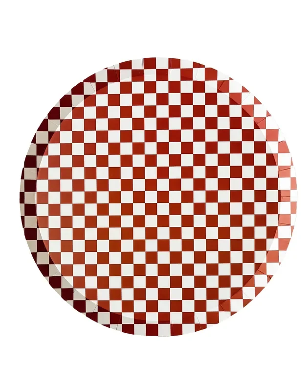 Checkered Red Plate, Xl (set Of 8)