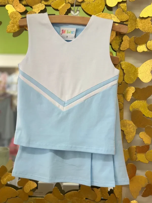 Cheer Uniform Skort Set – Light Blue/White