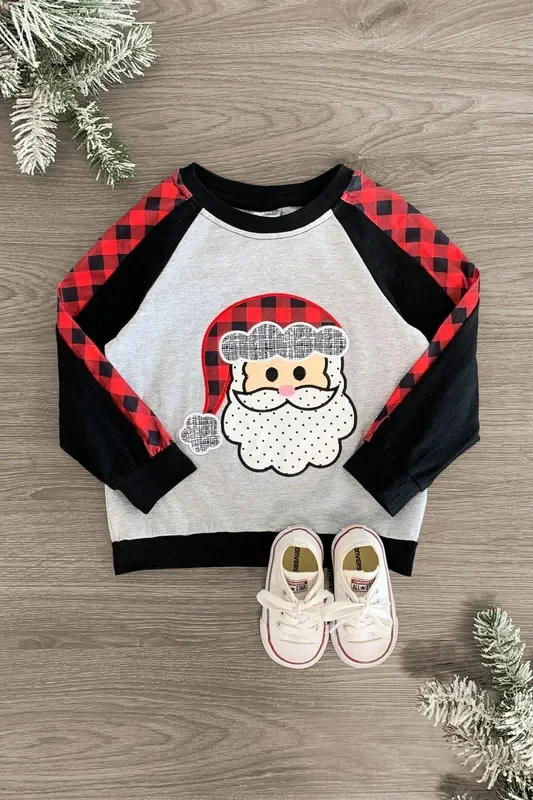 Cheerful Santa Plaid Top