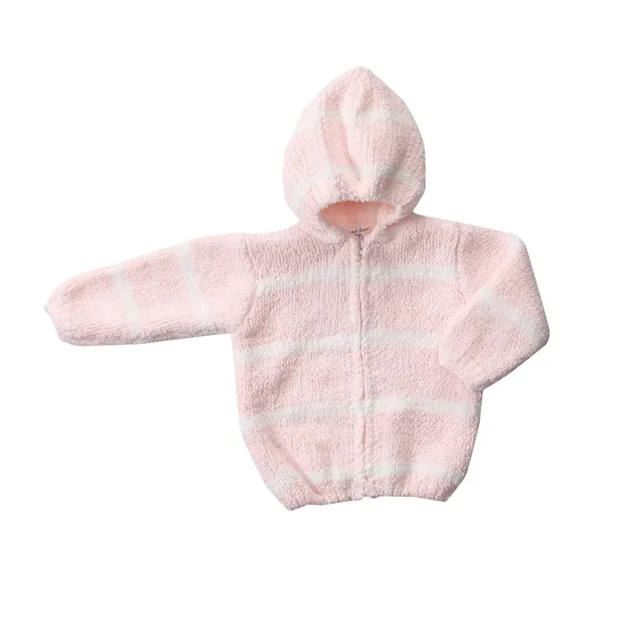 Chenille Hoodie – Pretty Pink & Ivory Stripe
