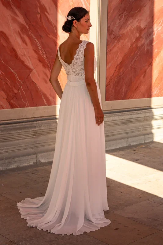 Chiffon Schleppe mit Taillenband und Satinschleife