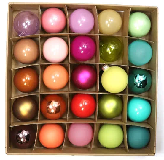 Christmas Glass Balls Ornaments – Large – Set Of 25