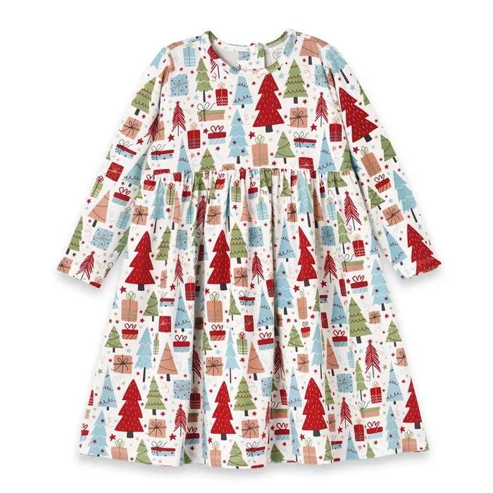 Christmas Merry Girl’s Soft Bamboo Dress – Sibling Matching
