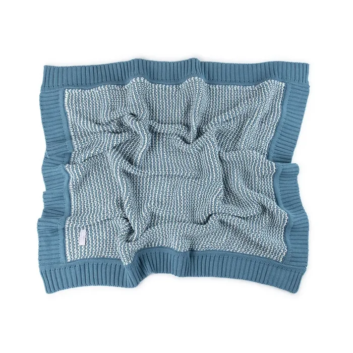 Chunky Knit Tweed Blanket – Blue