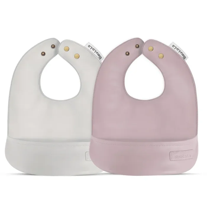 Classic – Set Of Soft Vegan Leather Easy Clean Bibs 0-12 Months By Bleu La La