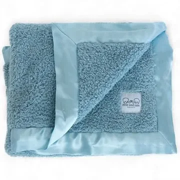 Classic Satin Border Blanket – Powder Blue