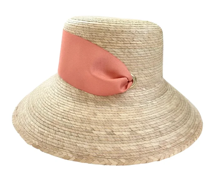 Clematis Bucket Hat – Coral Wide & Short Grosgrain Ribbon