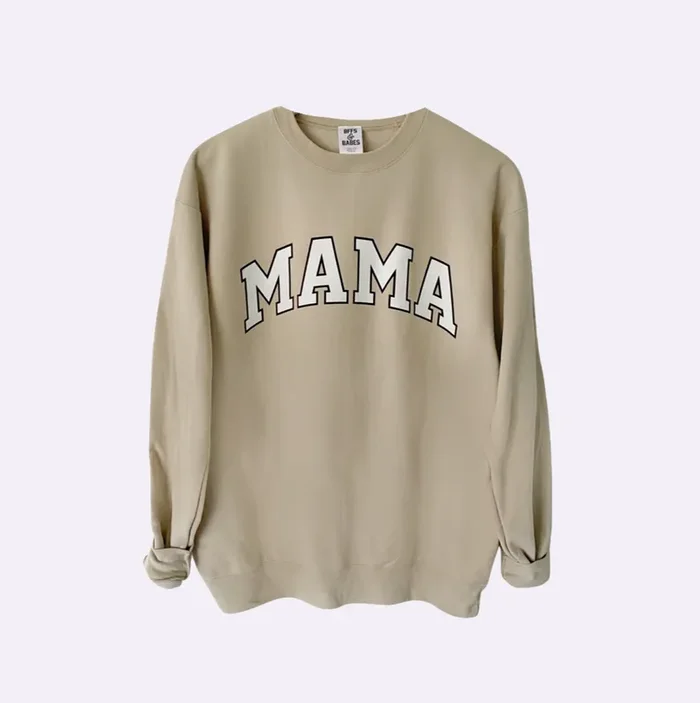 Collegiate Mama ♡ Beige Printed Mama Sweatshirt