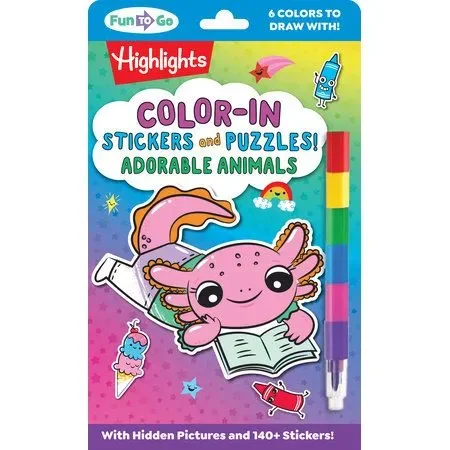 Color-In Stickers and Puzzles! Adorable Animals