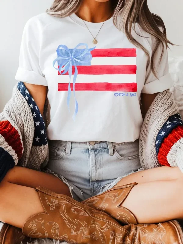 Comfort Colors Watercolor Flag With Bow