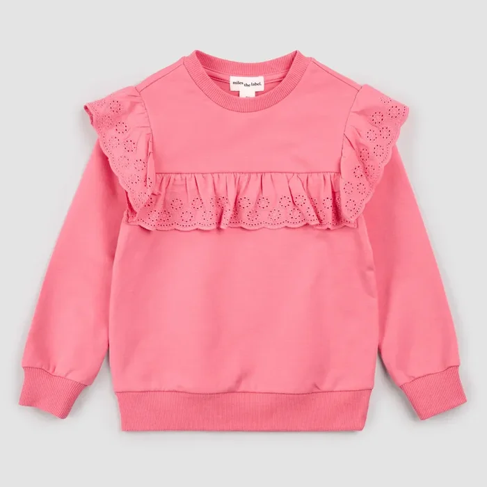 Confetti Eyelet Detail Long-Sleeve Top