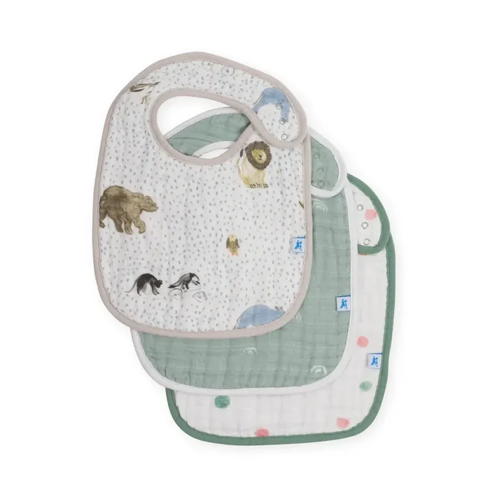 Cotton Muslin Classic Bib 3 Pack – Party Animals