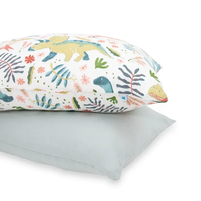 Cotton Muslin Pillowcase 2 Pack – Boho Dino