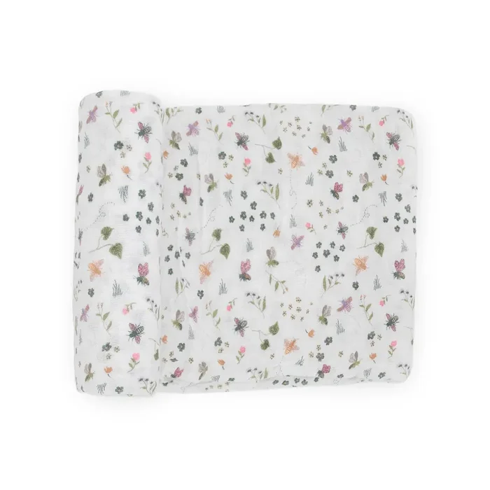 Cotton Muslin Swaddle Blanket – Garden Bees