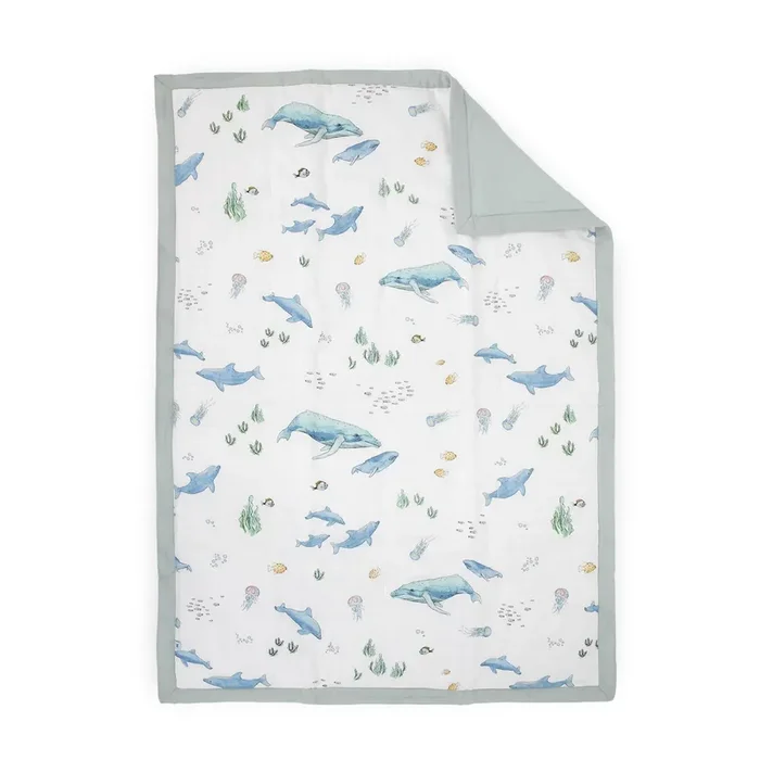 Cotton Muslin Toddler Comforter – Whales