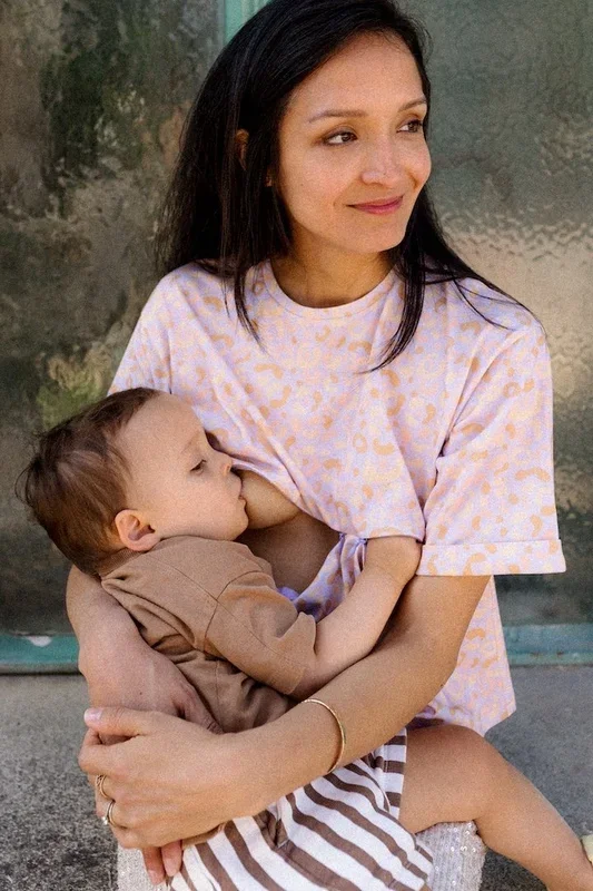 Crop breastfeeding t-shirt Graou Lilac