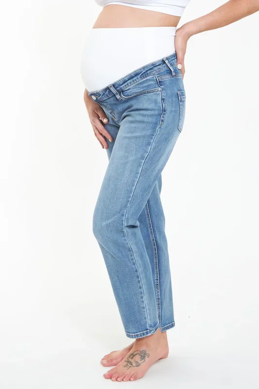 Cropped maternity jeans vintage wash