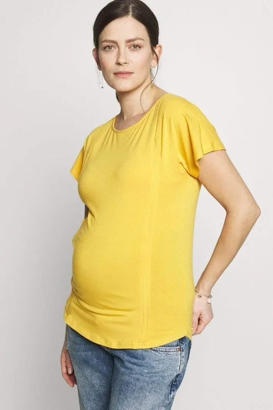 Dervla Bamboo Cotton Short Sleeve Nursing Top Marigold