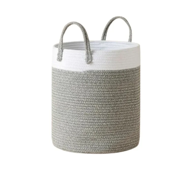 Dolder Cotton Rope Laundry Basket – White & Gray
