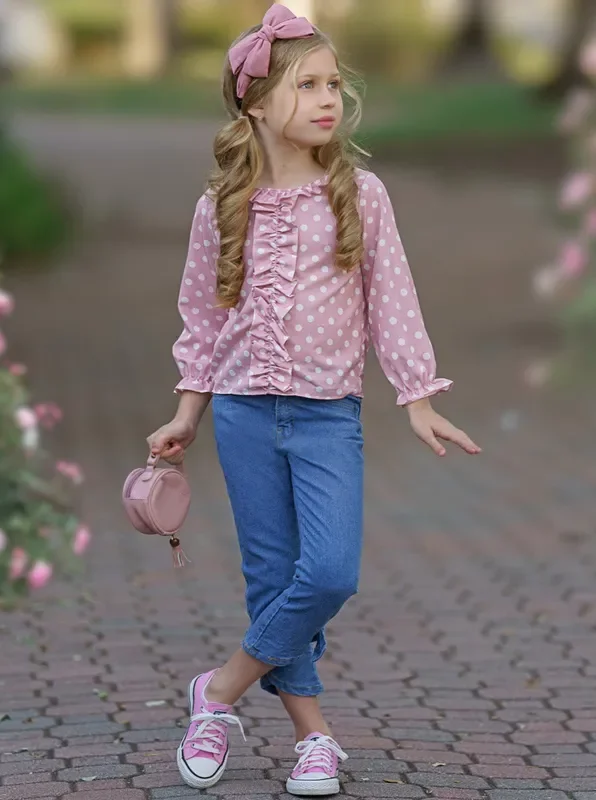 Dot Dot Dot Bow Jeans Set