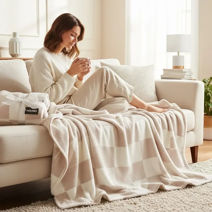 Dream Blanket – Beige Checker