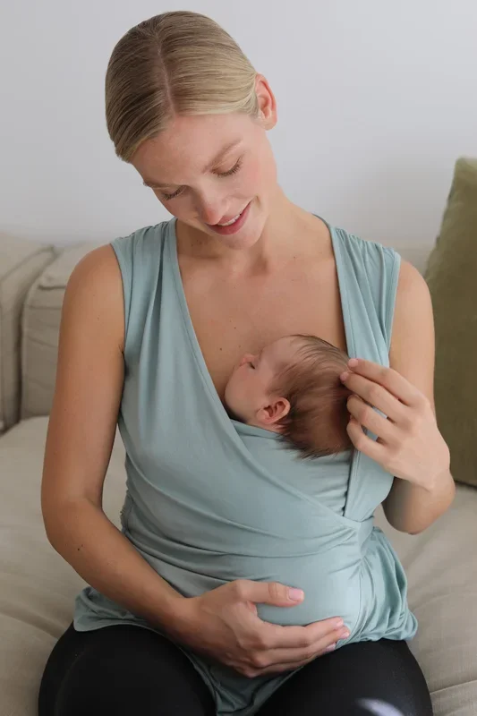 Eco viscose skin to skin baby bonding top sage