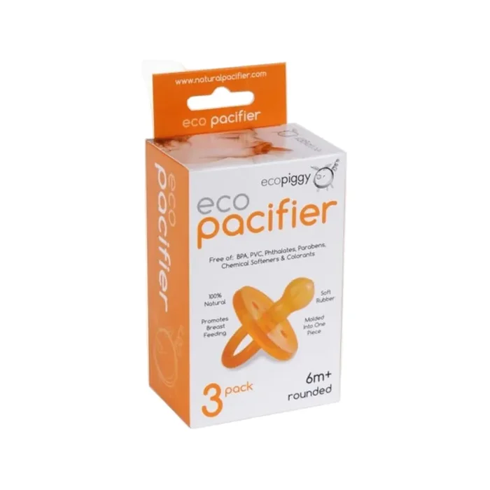 Ecopiggy Natural Rubber Pacifier – Round Ecopacifier -3 Pack