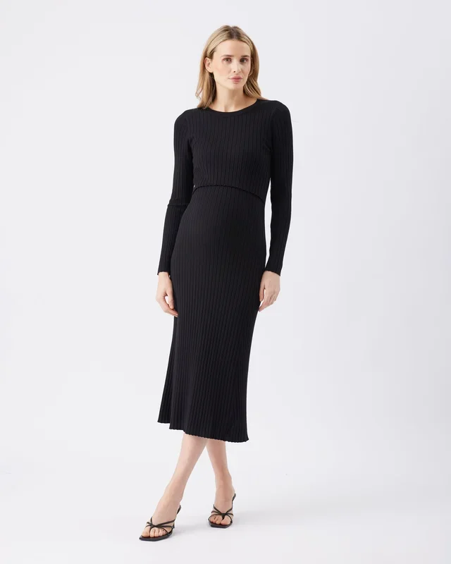 Eden Knit Nursing Dress Black