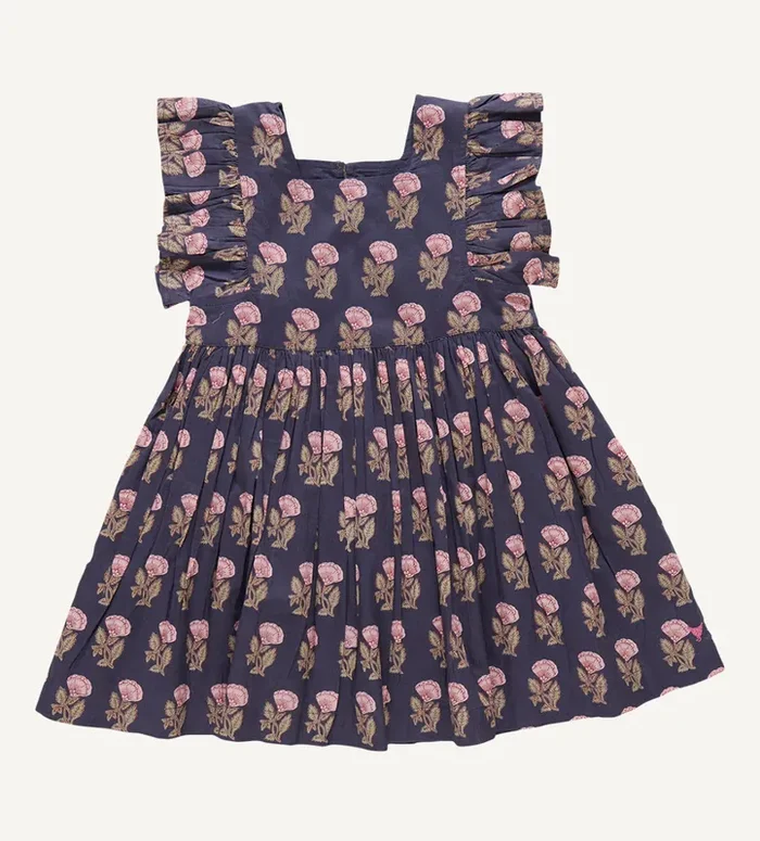 Elsie Dress | Navy Flower Drop