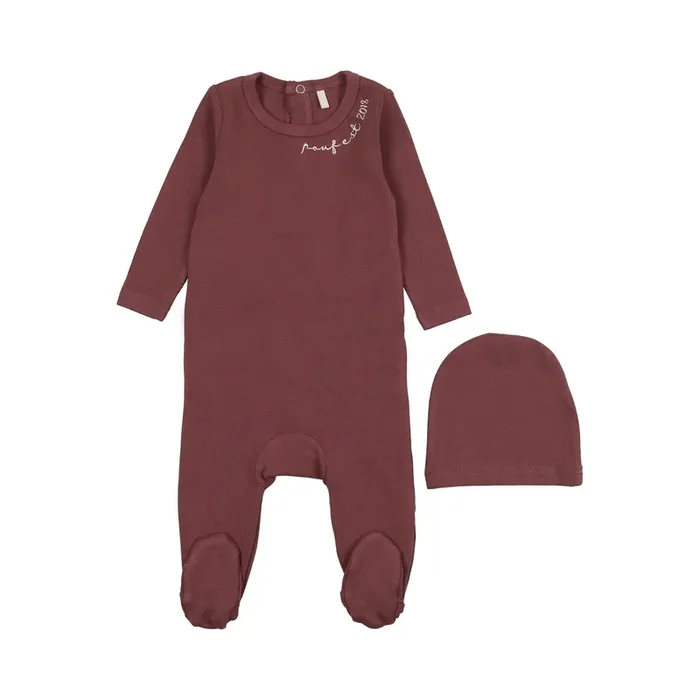 Embroidered Footie- Berry