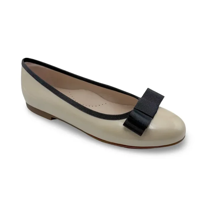 Emma- Women’s Ivory Patent Leather Ballerina Flat Shoes