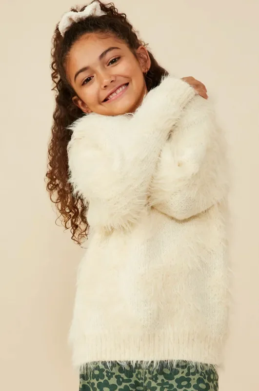 Faux Fur Pullover Sweater | Ivory
