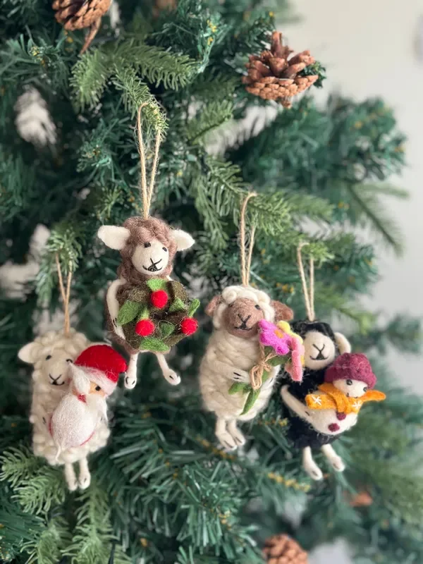 Felt Christmas Ornament Set Of 4 – Sheep Ornaments
