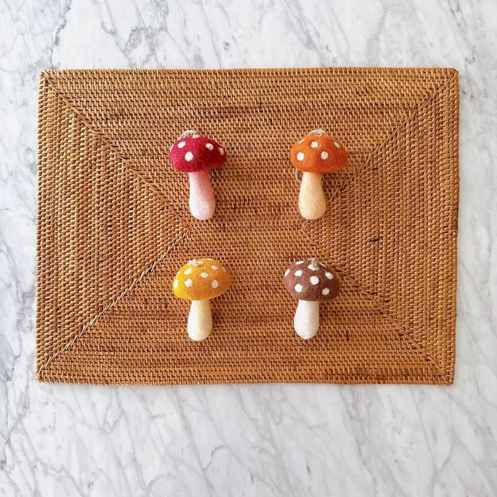 Felt Ornament – Autumn Tone Mushroom Set Of 4