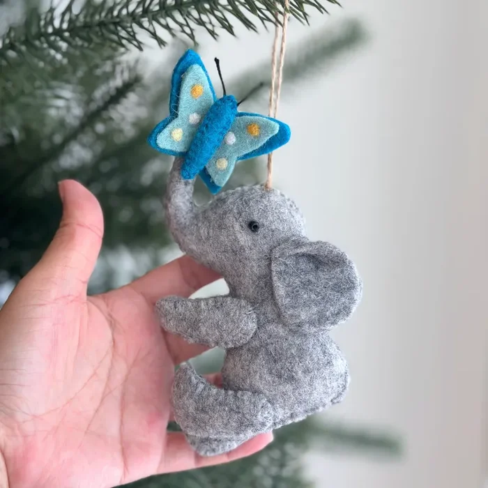Felt Ornament – Elephant With Butterfly