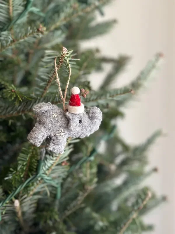 Felt Ornament – Elephant With Snowflake Embroidery