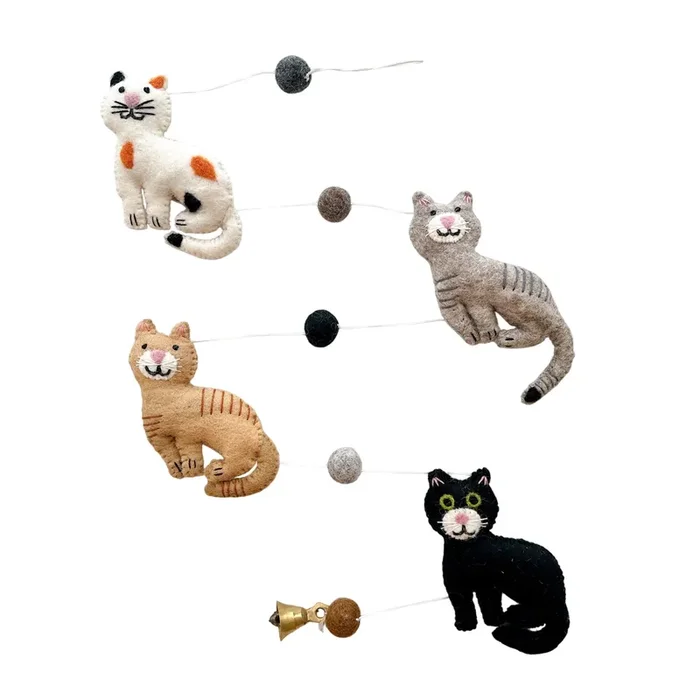 Felt Stitched Cat Garland