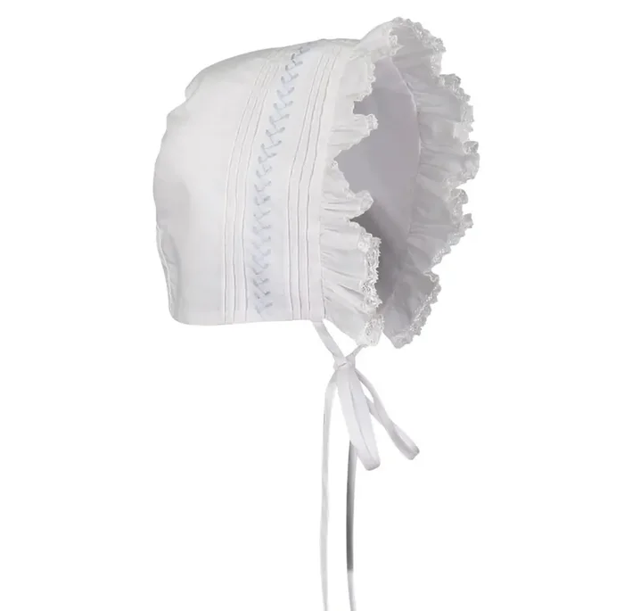 Feltman Brothers White & Blue Vintage Lace Bonnet
