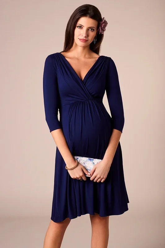 Festive maternity dress navy