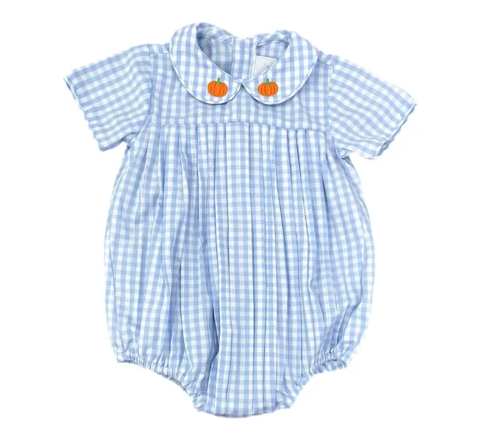 Finn Blue Gingham Bubble, pumpkins