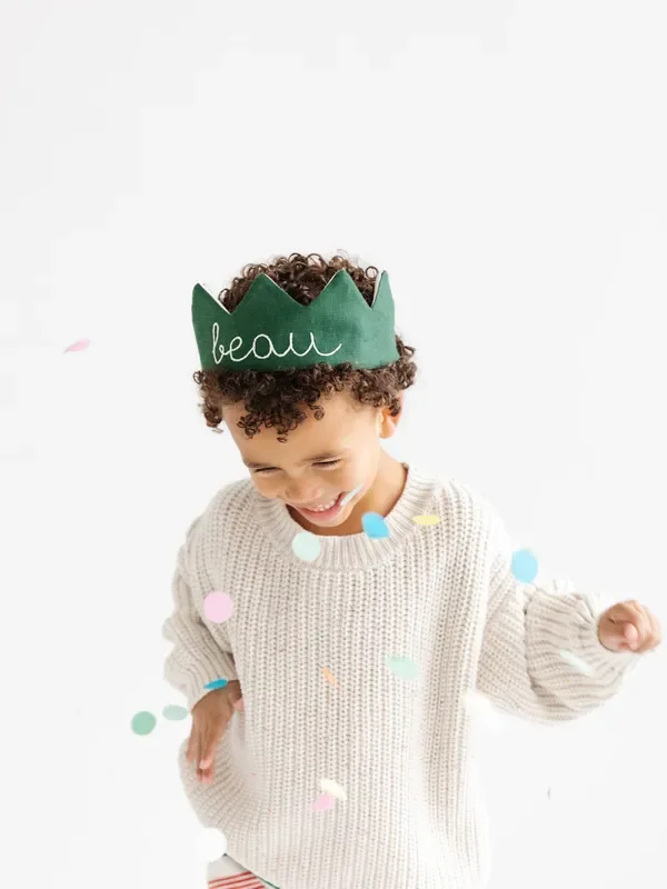 Flower Lane Green Custom Birthday Crown
