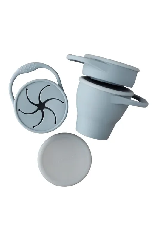Foldable Silicone Snack Cup – Silver Blue