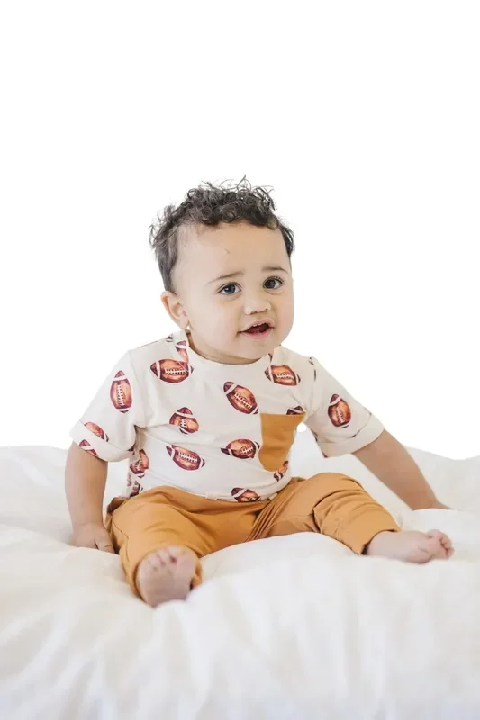 Football Print Bamboo Jogger Set *3-6m Left